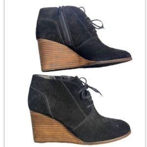 Lucky Brand Suede Leather Lace-up Wedge Boots 10